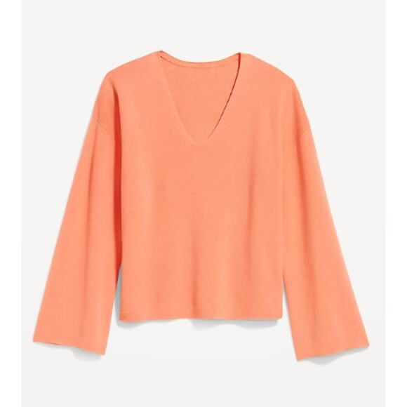 Old Navy Sweaters - Old Navy Womens Large Daybreak Orange Bell Sleeve VNeck Sweater NEW Large